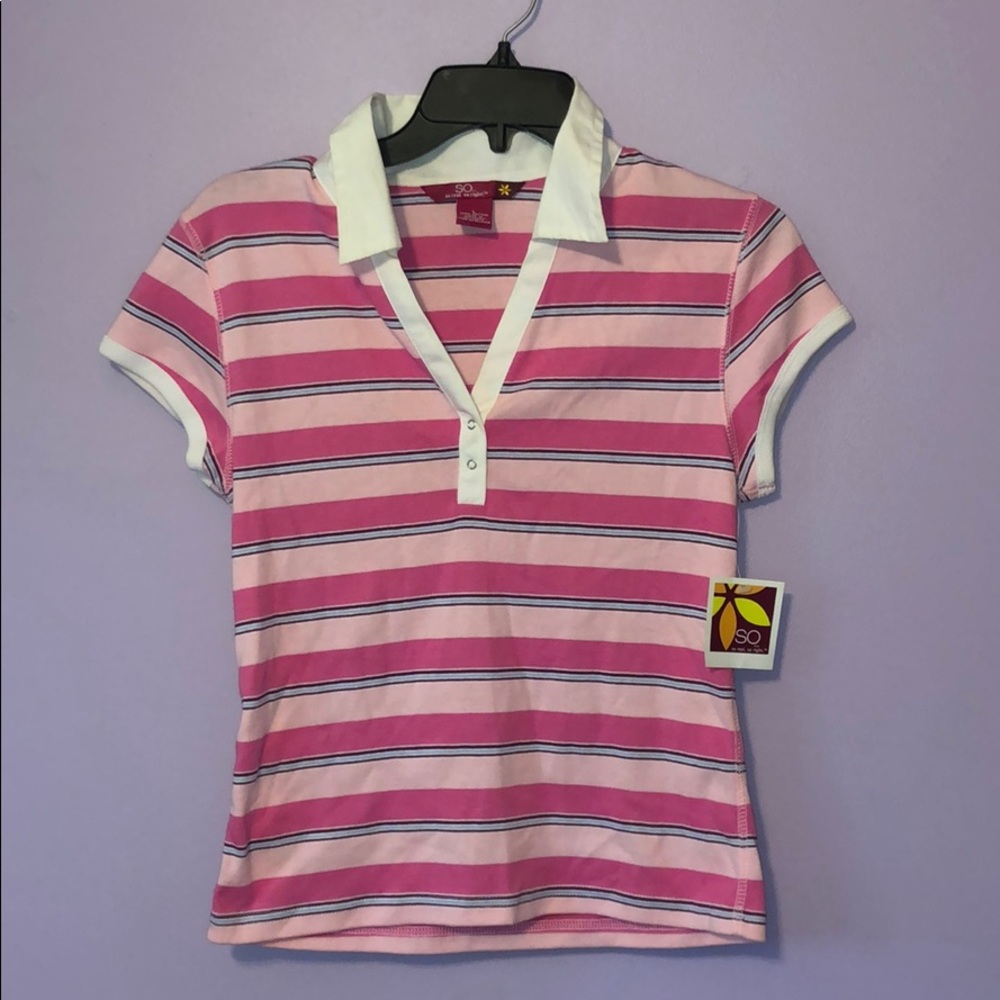 SO Pink Striped Polo Shirt Kohl’s Large